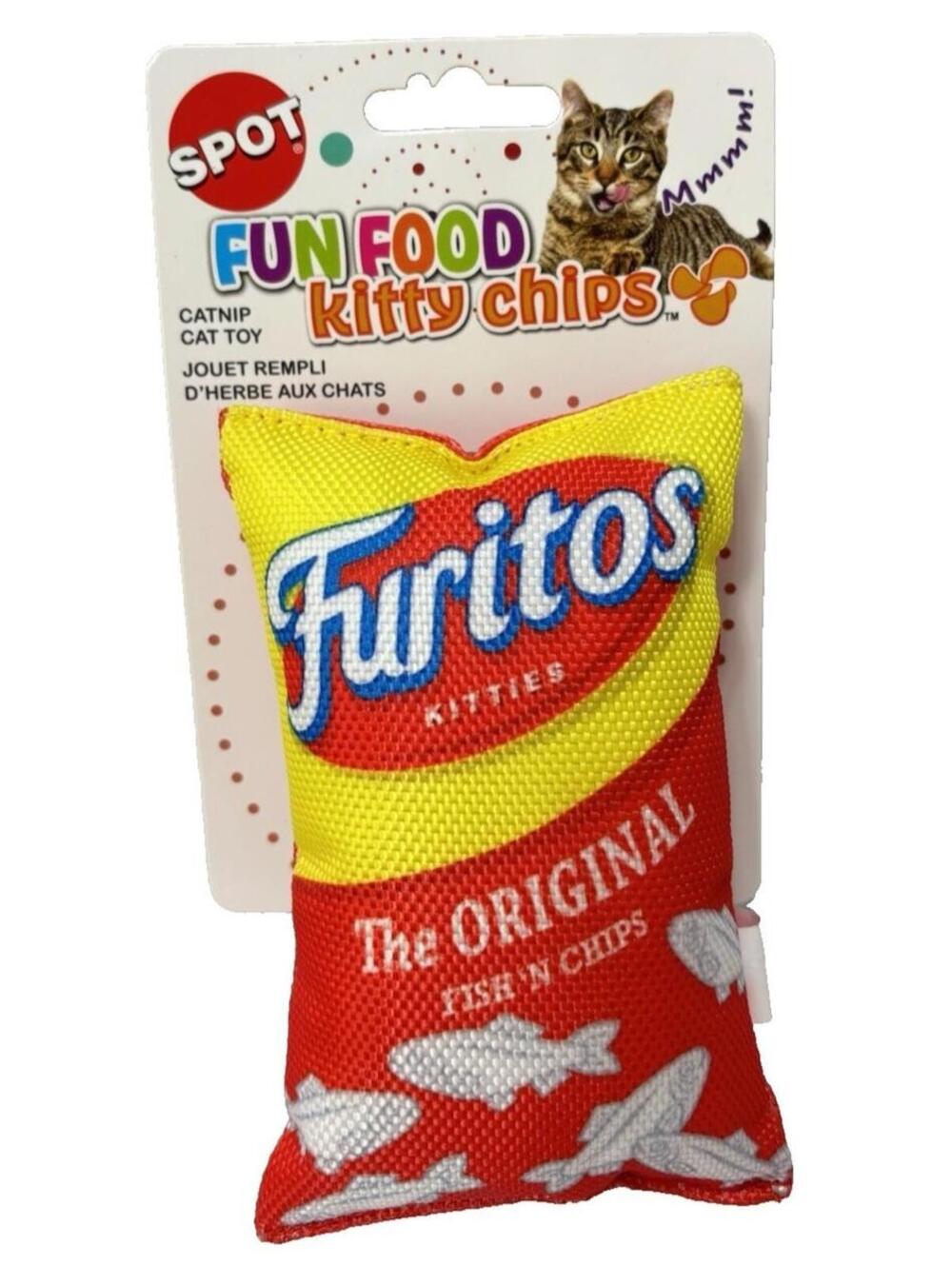 Catnip Cat Toy Plush Furitos Fish n Chips Bag Fun Play Catnip Toy Cat Gift Play